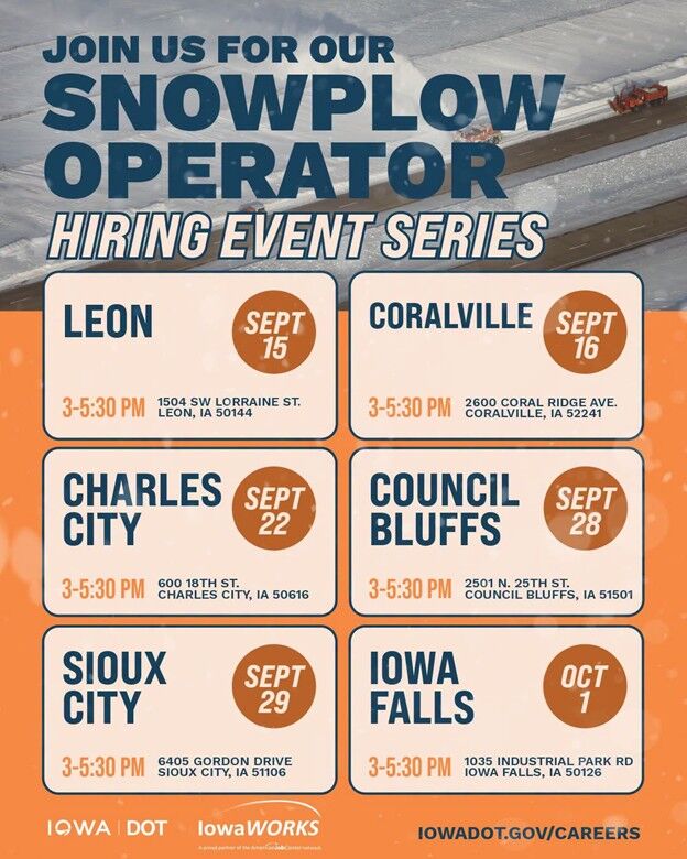 Snowplow operators hiring event flyer