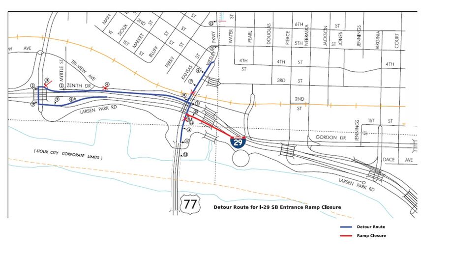 Southbound I-29 Ramp Closure