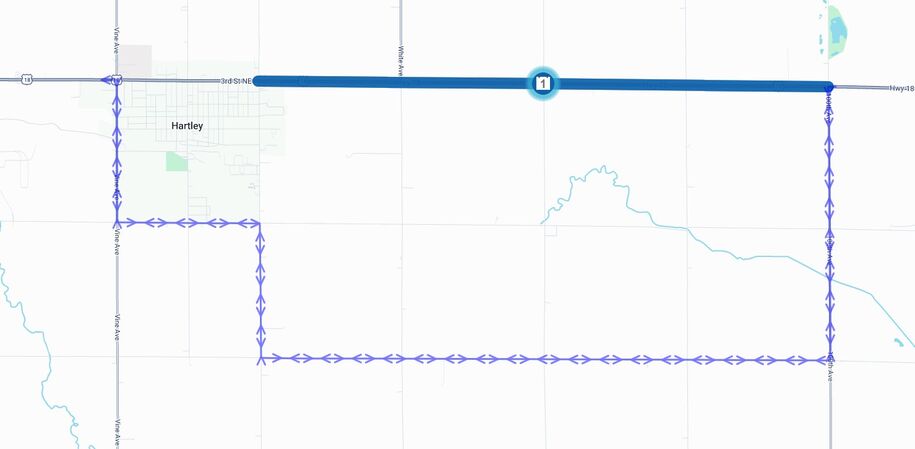 U.S. 18 Hartley detour map