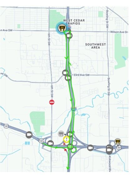 U.S. 30 Eastbound and U.S. 30 Westbound to I-380 Southbound Ramp Closures