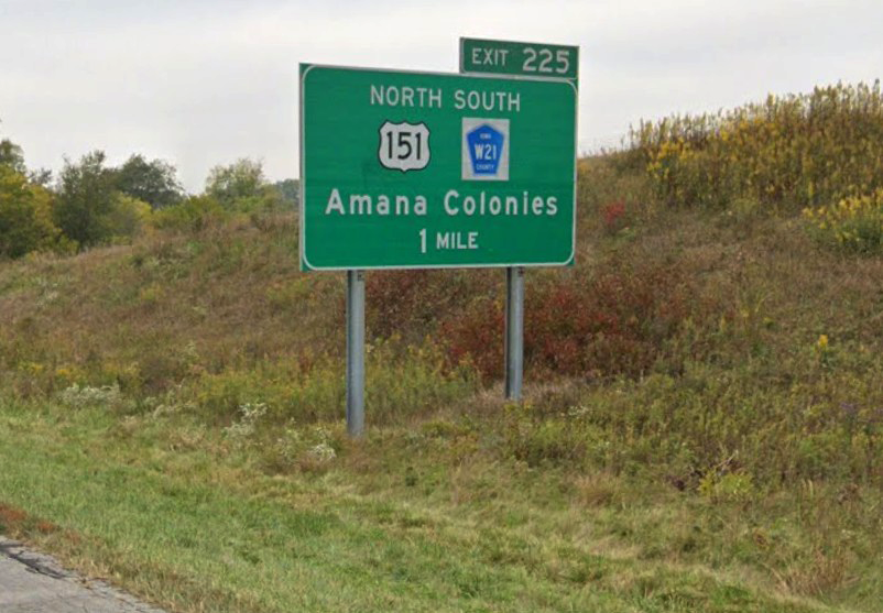Destination sign along roadway.