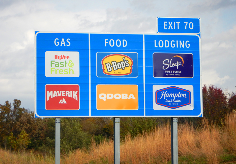 Logo sign on Iowa roadside.